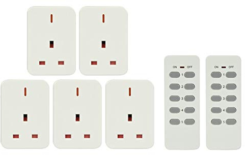 Mercury | Wireless Remote Control Mains Sockets | Set Of 5 With 2 Remotes