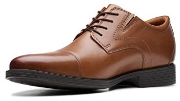 Clarks Men's Whiddon Cap Oxford, Dark Tan Leather, 8.5