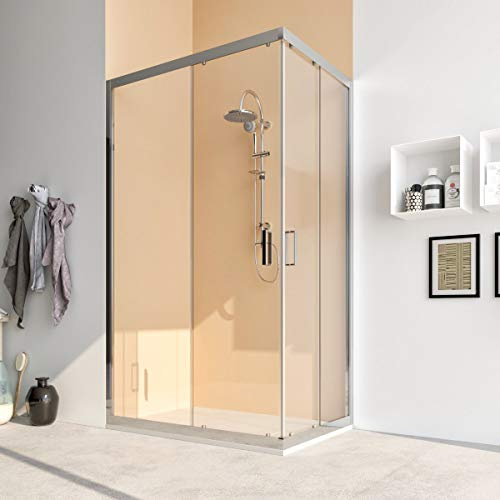 Box doccia cabina angolare 70 75 80 90 100 110 120 140 cm porta scorrevole vetro anticalcare 6mm ACACIA (80x140 cm, Vetro: TRASPARENTE)