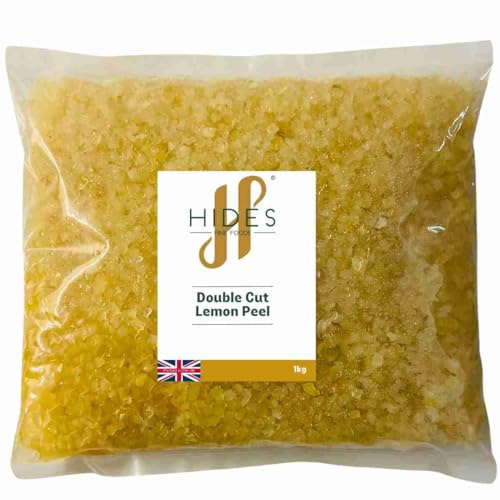 Hides Fine Foods - Double Cut Lemon Peel 1kg - GMO Free - Suitable for Vegetarians - Baking - Desserts - Decorating - Cakes - Cookies - Tart - Mincemeat - Mince Pies - Panettone - Christmas Cake