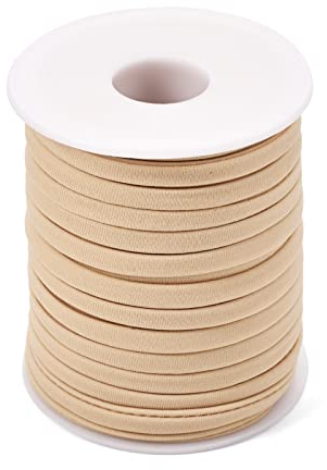 Craftdady Rotolo di cordoncino elastico piatto da 180 m, 5 mm, in spandex intrecciato, per fascia per orecchie, cucito, colore: bianco navajo