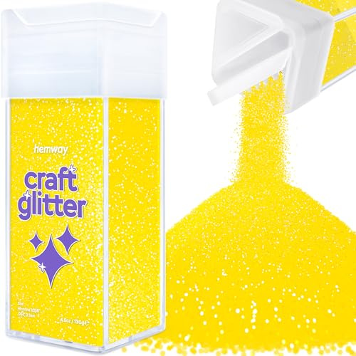 Hemway Craft Glitter Shaker Fluorescent Yellow 130g Microfine | for Resin & Epoxy Crafts, Christmas Art Supplies, Nail, Body, Face, Eye, Festival, Crafting, Slime, Sparkle