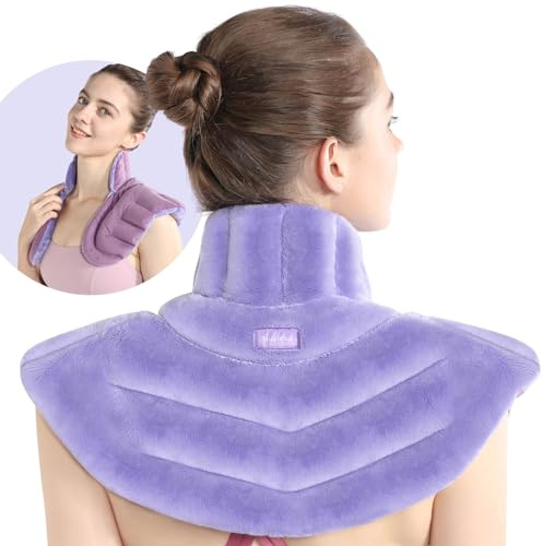 SuzziPad Saco Semillas Microondas para Cuello y Hombro, Bolsa de Semillas Microondas para Aliviar el Dolor, Saco Termico con Calor Húmedo, Parches de Calor con Compresa Caliente y Fría, Morado