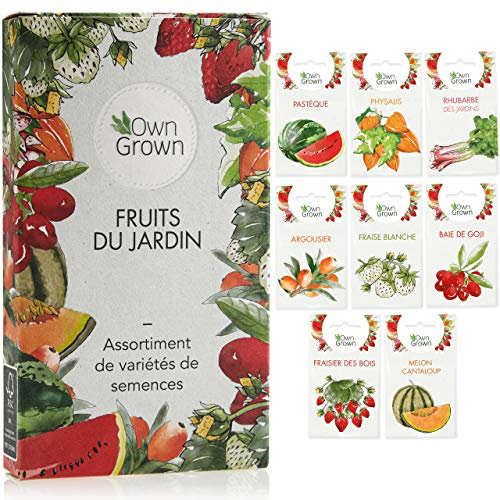 Ensemble de semences de fruits : graines potager de fruits de première qualité avec 8 variétés de plantes fruitières pour le jardin et le balcon - Kit de graines de fruits par OwnGrown