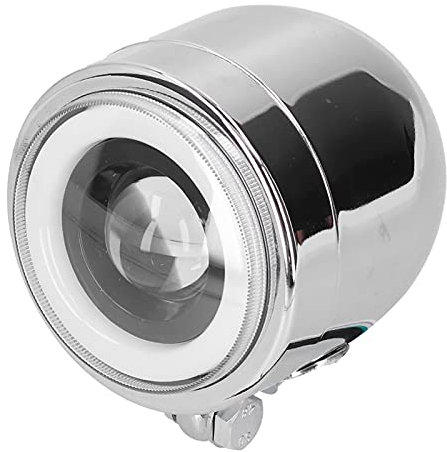 Hapivida Faro LED Moto Universale per retrò Moto da 4,25 Pollici LED Abbagliante Anabbagliante, DRL Doppio Faro Cromato(Bianca)