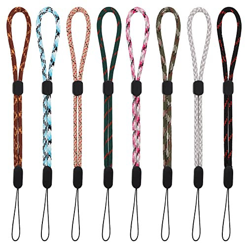 cobee Acollador de la correa de la muñeca de la mano acollador de nylon ajustable de la correa de muñeca correas coloridas de la muñeca para teléfono móvil Camara Teclas Memoria USB 8 Pcs multicolor