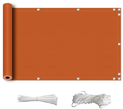 ZQXFZ Brise Vue Balcon Exterieur 90x200cm 165g/㎡ imperméable Facile à Assembler Garde de Vie privée Brise Vent Terrasse Protection Balcon -Orange.