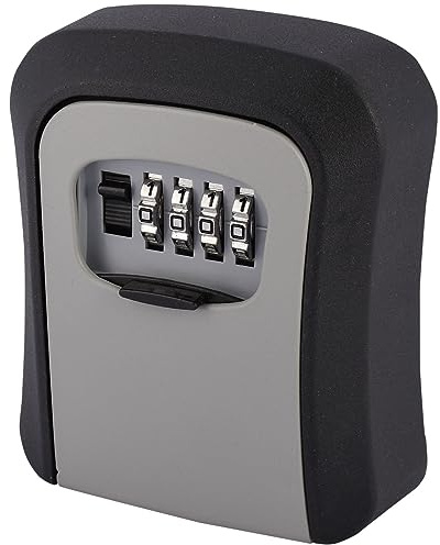 SEVICO Schlüsselbox zur Wandmontage - für Schlüssel oder kleine Wertgegenstände - Schlüsseltresor mit 4-stelligem Zahlencode für außen und innen Schwarz-Grau Key Safe
