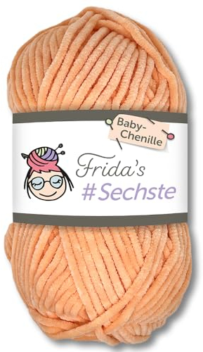 Frida's Wollhaus Frida's 50 g #Sechste Baby-Chenillegarn Stricken Häkeln Wolle Amigurumi samtig weich 30 Farben (773 | Apricot)