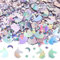SUNNYCLUE 60~70g Stern/Mond Glitzer Einhorn Konfetti Silberfarbener Kunststoff Schillernde Metallic Folie Tischpapier Pailletten Streukunst Laser Glitzer Für Halloween Geburtstage Hochzeiten Partys D