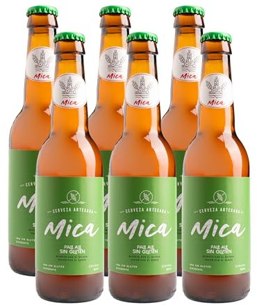 Mica - Pack de 6 Cervezas Artesanales, 6 Cervezas de Mica Estilo Pale Ale Sin Gluten - 6 x 330 Mililitros