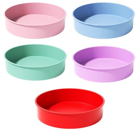 WAONIQ 5-teiliges Silikon Backform Set, 10 Zoll, lebensmittelechtes Silikonmaterial, Silikon Kuchenformen zum Backen, aus der sich schnell ein Kuchen herausziehen lässt