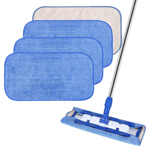 Yicotira Lot de 4 chiffons de nettoyage en microfibre compatibles avec les serpillères en microfibre professionnelles MR SIGA – Recharges de balai plates professionnelles réutilisables pour nettoyage