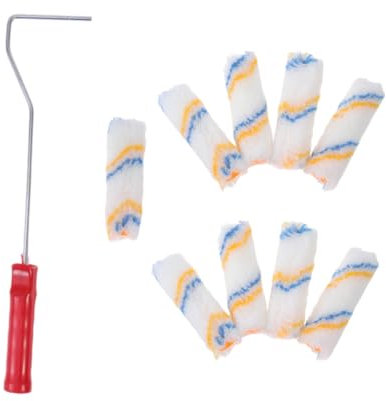 Uonlytech 10pcs 4-inch Paint Roller Brush Set Cotton Sleeve and Thumb Handle Wall Painting Tool for Home and Office Wall Repair Roller Brush Portable Random Color