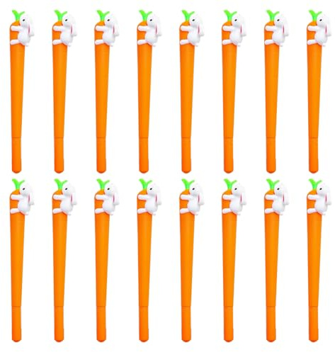 JUFYVO 16 bolígrafos de tinta de gel de conejo de Pascua, bolígrafos de zanahoria, divertidos bolígrafos de escritura, decoración de escritorio de fiesta de Pascua, para oficina y escuela