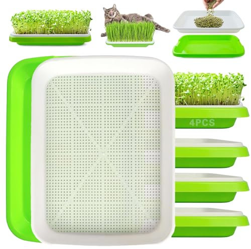 4 Pack Vassoio Germinazione,Kit Germinazione Semi,Germogliatore per Semi Alimentari 32 * 24 CM,Semenzaio Germinazione,Propagatore Idroponico Sano Senza BPA,Per Erba Di Grano,Semi Di Ortaggi