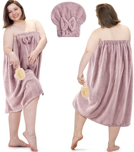 Plus size damhandduk, badhandduk, duschklänningshandduk, spa-omslag för kvinnors badrock