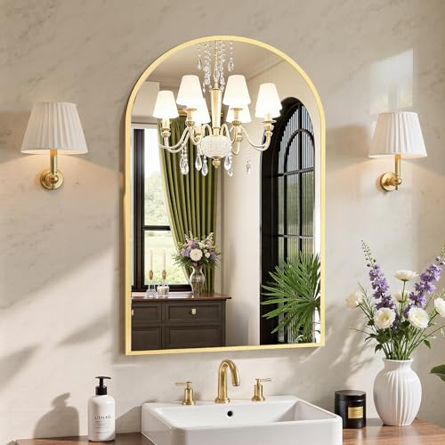 Sweetcrispy 20x30 Arched Gold Bathroom Mirrors for Wall