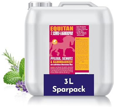 florage EQUITAN Espray para cola y crines para caballos, para cuidado y peinado, con aceites esenciales, sin PEG ni EDTA, vegano, 3 l