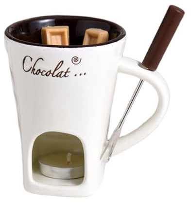 Zasdvn Chokladfondue smältgryta, keramisk chokladfondue-mugg med gafflar, chokladfondue set, perfekt för födelsedagar, dejter, picknick, fester och familjefester