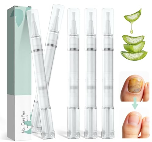 5 lápices para el cuidado de uñas, lápiz para hongos en las uñas, lápiz para el tratamiento de uñas para uñas y uñas de los pies con aceite de árbol de té, vitamina E y aloe vera, secador de