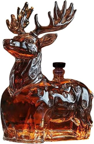 Hjort whiskykaraff - unik spritpip i djurform av glas, elegant och originell bourbin och scotch flaska, dekorativa bartillbehör som gåva för män, bardekoration