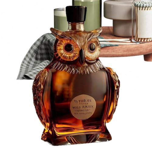 Whisky Flaska av glaskärl 250 Milliliter Ugglaformad Design Med Hög | Whisky Glas Dekanter för Make, Familjesammankomst, Festlighet, Bröllop och