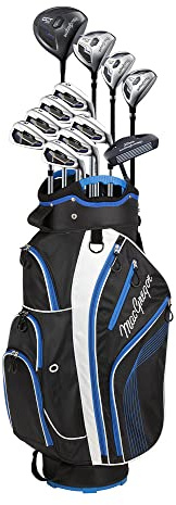 MacGregor Golf Mens DCT2000 Haut de Gamme Graphite Irons Graphite Woods Golf Club & Panier Sac Paquet Set, Hommes Main Droite, Noir/Bleu