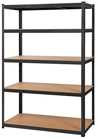 Yaheetech Lagerhylla 180 x 120 x 60 cm tung lasthylla med pulverlackerad yta verkstadshylla 5 MDF-plattor källarhylla 875 kg plug-in hylla för garage, verkstad, skafferi