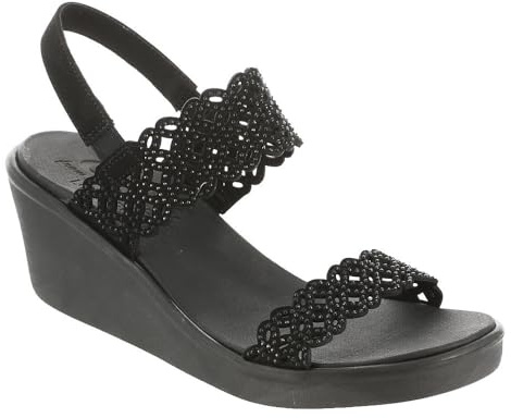 Skechers Cali Women's Women's Rumble on - Sassy Dayz Wedge Sandal, Black, 6 UK