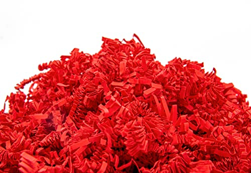 YOTEI SPIRIT® 1kg Papier Rouge Déchiqueté pour Cadeau – Frisure pour Emballage, Paniers, et Boîtes – Remplissage Boite Cadeau, Calage Carton (Rouge, 1kg)