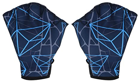 PATIKIL Guantes acuáticos de natación, guantes de natación con tejido para impresión de resistencia al agua, accesorios de entrenamiento para natación y buceo, M, azul oscuro