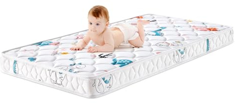 Ours à bulles Matelas pour Lit d'enfant et Tout-Petit 90 x 200 x 13cm, Bébé 100% Tissu tricoté, Absorbant l'humidité et perméable à l'air
