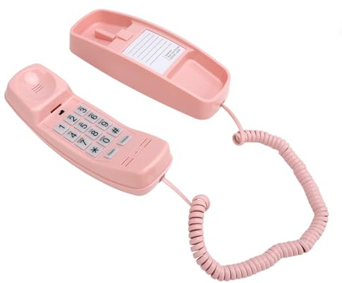 Teléfono con Cable, No Requiere Alimentación de CA, Teléfono Fijo Doméstico con Botón Grande Montable en la Pared para Personas Mayores, Luz Intermitente, Control de Volumen