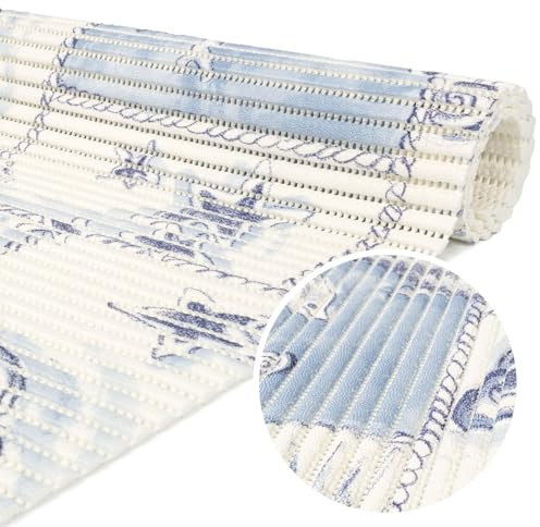 ANRO Weichschaummatte Badematte Bad Dusche WC Vorleger Teppich Antirutsch Badläufer Delfine Blau Weiß Maritim 240x130cm
