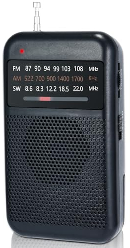 Tragbares Radio Klein, AM/FM/SW Mini Radio Batteriebetrieben, UKW Radio Akku mit ausgezeichnetem Empfang und Kopfhöreranschluss, Outdoor Taschenradio für draußen, drinnen und Notfälle