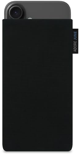 Adore June Classic Noir Housse Compatible avec iPhone 16e / iPhone 16, Pochette Établie Résistant Textile avec Affichage Nettoyage Effet