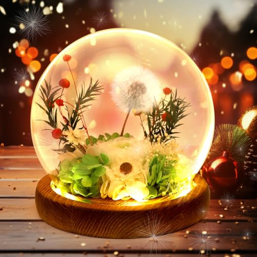 Rosa eterna in vetro con luce a LED, fiori in scatola, fiori in scatola, rose infinite, ideali come regalo per donne, regalo per mamma, moglie, Natale, San Valentino, compleanno