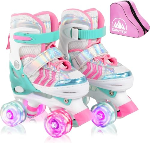 Sawyer Bikes - Patines Ajustables 4 Ruedas LED - Tallas 23 a 38