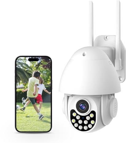 XNY 1080P 360° utomhus-wifi-övervakningskamera, PTZ IP66 vattentät kamera, TUYA Smart Life kamera, nattseende färg, tvåvägsljud, rörelsespårning, 32 GB TF-kort