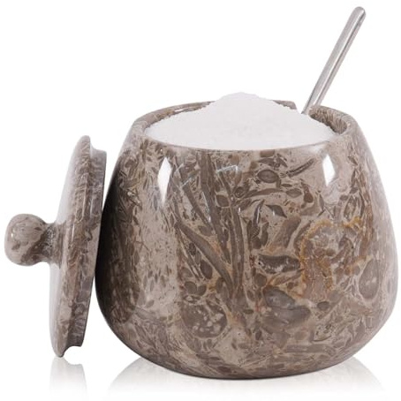 Bodega de sal de mármol con tapa de 4.5 pulgadas, contenedor de sal hecho a mano para encimera, tarro de especias ideal, soporte de sal y cuenco de sal para decoración de encimera de cocina