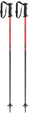 LEKI Kids’ Rider Lightweight Aluminum Ski Poles for Downhill Skiing - Black-Red - 90 cm