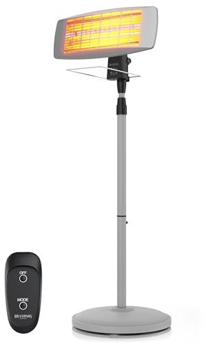Brandson - Wickeltisch Heizstrahler für das Baby - mit Fernbedienung - Heizstrahler Wärmelampe - Standheizstrahler - 3 Leistungsstufen Heizelemente - Heizlüfter Wandhalterung - Wickeltischheizstrahler