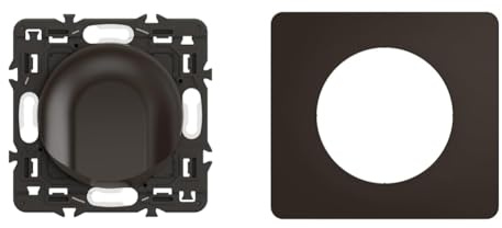 LEGRAND - Sortie de câble Céliane - enjoliveur Noir et support avec Plaque Céliane 1 poste - Noir Mat emballage GD