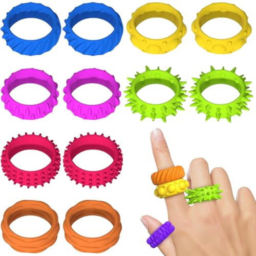 HABNI 12 Pcs Fidget Toys Anillos Sensoriales Juguete De Descompresión Sensorial Juguete Antiestrés para Niños Niñas Alivio del Estrés Y Ansiedad Autismo Y Tdah