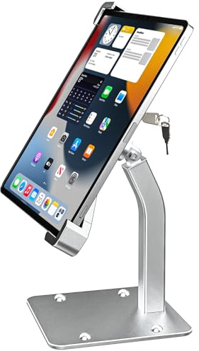 Oilcan Abschließbar Tablet Halterung Tisch, Diebstahlsicherung Tablet, Vollmetall Material - Kiosk iPad Halter mit Schloss für Tablet 9-14, iPad Pro 13 12.9 11, Air, Galaxy Tabs, Surface Pro usw