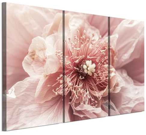 LUMASOUL Canvastavlor 3-delat set för vardagsrum Blommor 90x60 cm | 3-delad canvastavla för sovrum, hall, kontor och kök