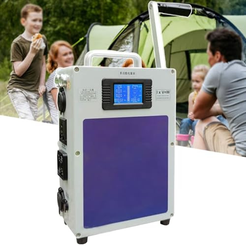 pealiritansemen Groupe Électrogène De Secours À Manivelle : Puissance De Sortie 500W, Batterie Externe Portable 200Wh, avec Éclairage LED Et Recharge Solaire, pour Les Pannes De Courant Et Le Camping