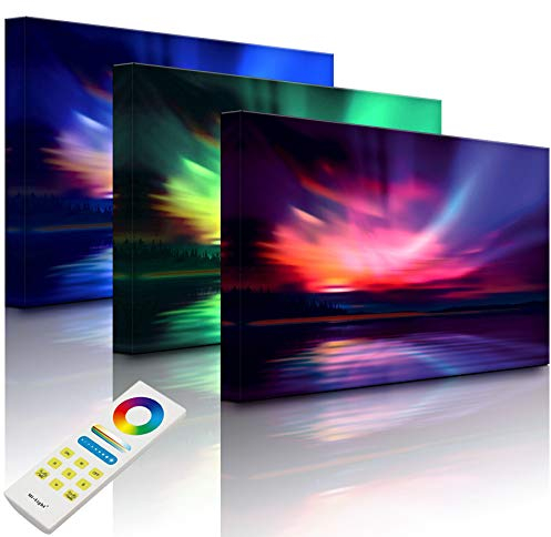 lightbox multicolor | LED Leuchtbild | Nordische Polarlichter | 100x70 cm | Fully Lighted
