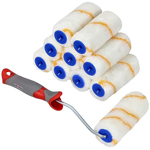 KOTARBAU® Lot de 10 rouleaux de peinture - Avec manche en caoutchouc - Pour travaux de peinture et de rénovation - 100 mm